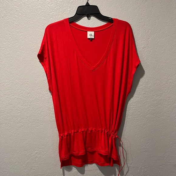 CAbi Red Peplum Short Sleeve Blouse Women’s Medium - Picture 6 of 8